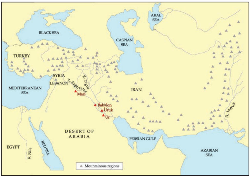 Map of West Asia during Mesopotamian Civilization